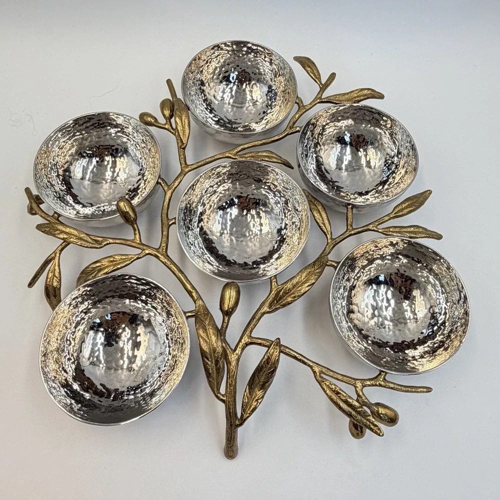 Michael Aram Olive Branch Seder Plate Passover Stainless Steel Brass